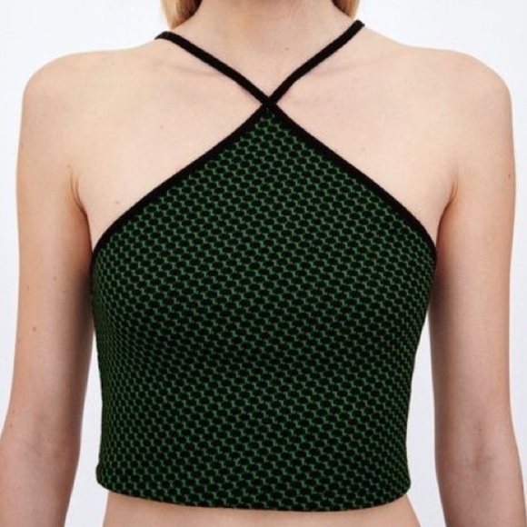 Zara Crop Top Womens M/L Jacquard Festival Sunny Grunge Punk Goth Y2K Party - Picture 1 of 10